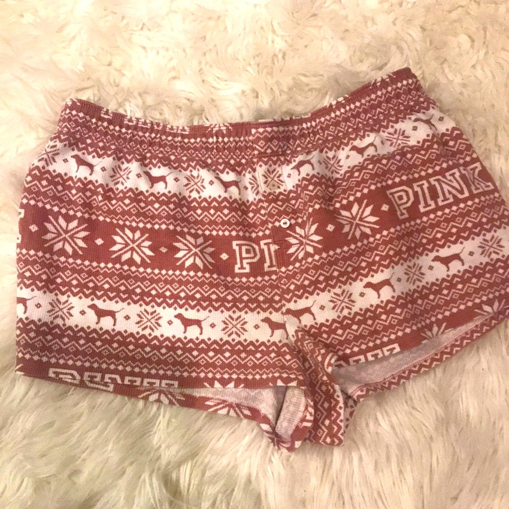 Pink by VS Sleep In Shorts pink and white size M
